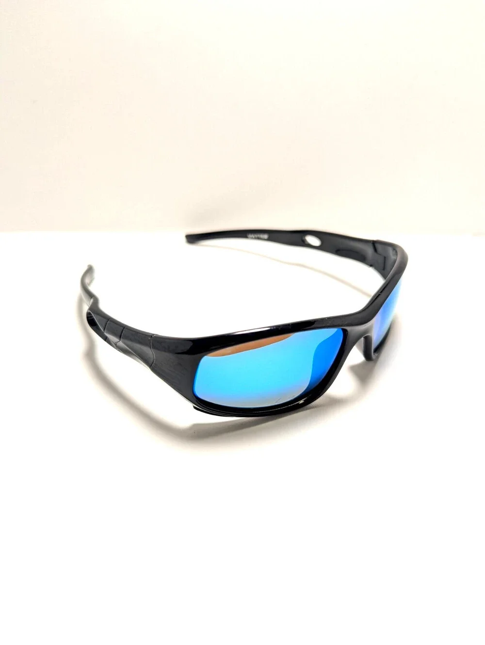 Vatter Polarized Blue Mirror Black Wraparound Men’s Sport Sunglasses 53-17-120